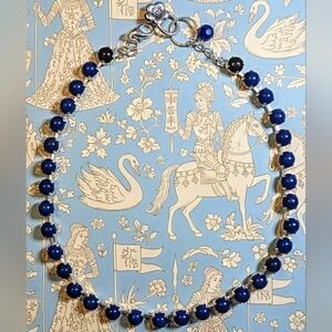 Genuine Natural Lapis Lazuli in Silver Plated Necklace - new